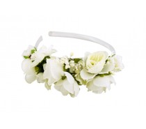 Haarband bloemenkrans wit 